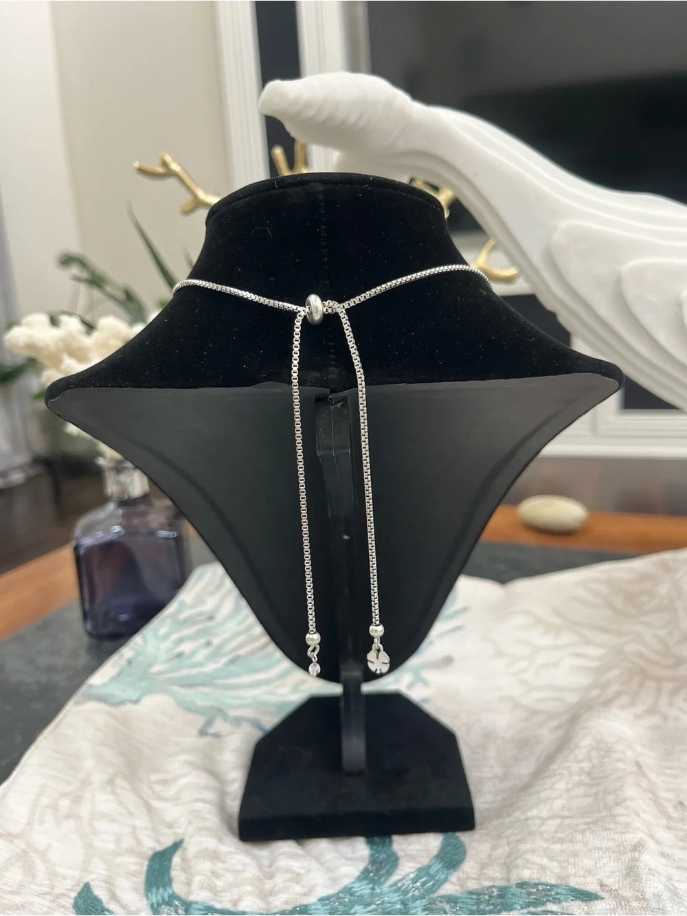 Lucky Brand Silver-Tone Necklace with Turquoise Stone and Pearl Drop Pendant